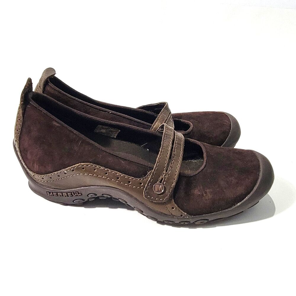 Merrell Plaza Bandeau Ortholite Chocolate Womens Mary Jane Suede Shoes sz 8